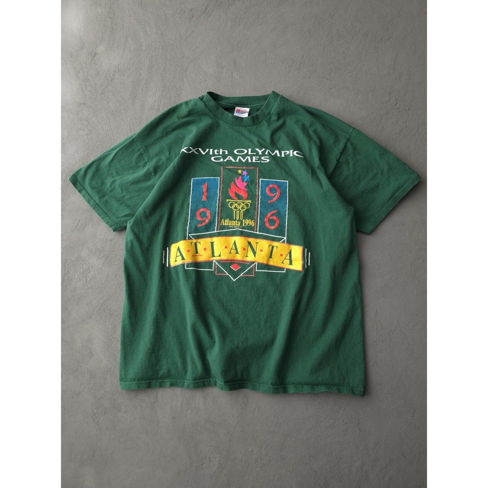 Vintage 1996 Atlanta Olympic Games 90s Hanes Green Single Stitch T-shirt XXL